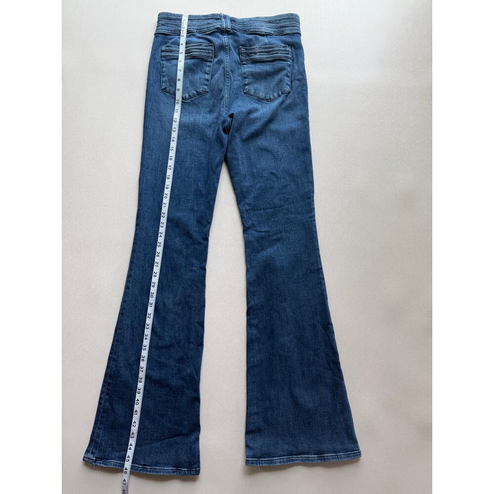 Frame Women's Medium Wash Blue Le High Flare Ruched Waistband Jeans Size 29 - Picture 8 of 13